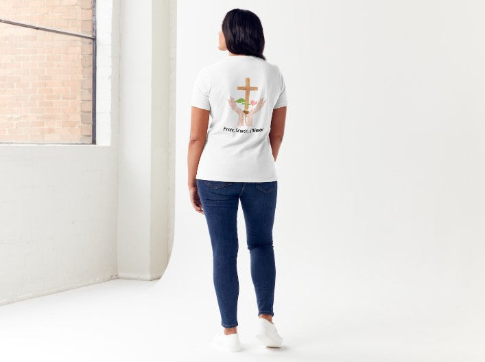T-Shirt Message Chrétien — "Prier, Semer, S’Aimer"