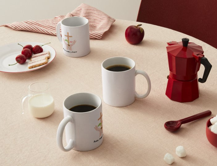 Mug Chrétien en Céramique —  Cadeau "Prier, Semer, S'Aimer"